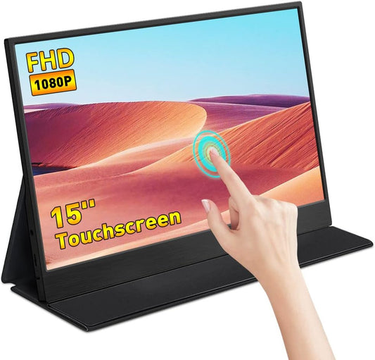 Portable Laptop Monitor Touchscreen 15" IPS FHD 1080P Gaming Monitor HDMI External Display USB C Travel Second Monitor with Smart Cover & Dual Speaker for Laptop PC Phone PS4 Xbox Switch…