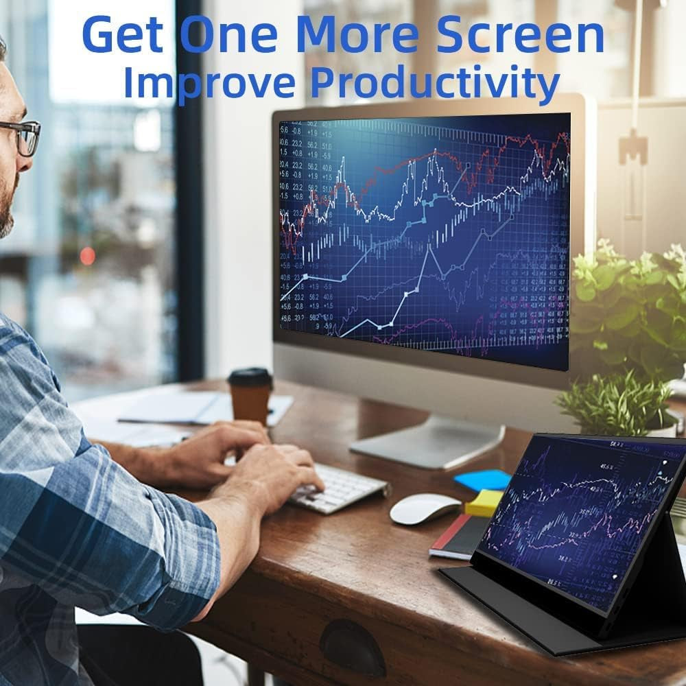 Portable Laptop Monitor Touchscreen 15" IPS FHD 1080P Gaming Monitor HDMI External Display USB C Travel Second Monitor with Smart Cover & Dual Speaker for Laptop PC Phone PS4 Xbox Switch…