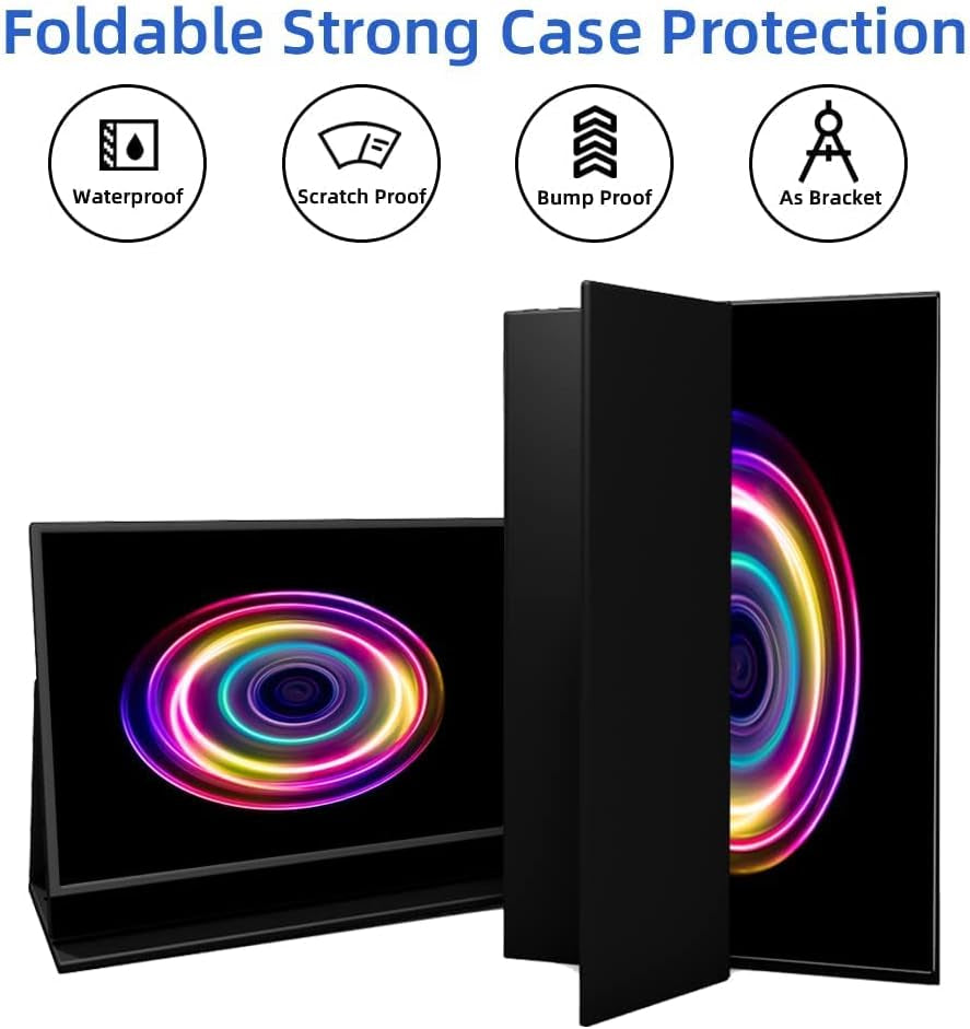 Portable Laptop Monitor Touchscreen 15" IPS FHD 1080P Gaming Monitor HDMI External Display USB C Travel Second Monitor with Smart Cover & Dual Speaker for Laptop PC Phone PS4 Xbox Switch…