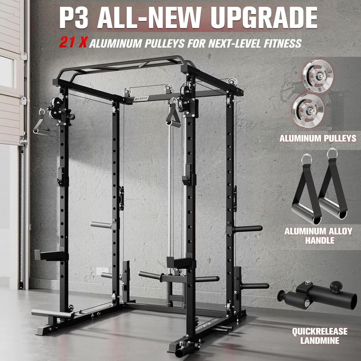 Power Cage Home Gym Package with Cable Crossover System