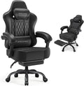 Gaming Chair, Computer Office Chair with Pocket Spring Cushion, Linkage Armrests, Comfortable Leather Computer Chair, Black