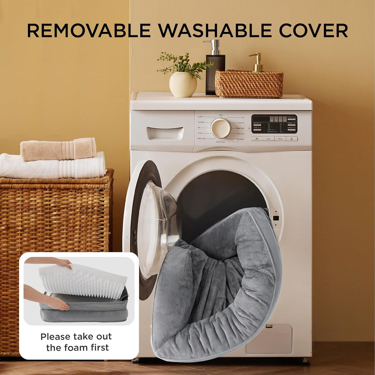 Orthopedic Dog Bed Medium Washable Original Design, 28" Grey