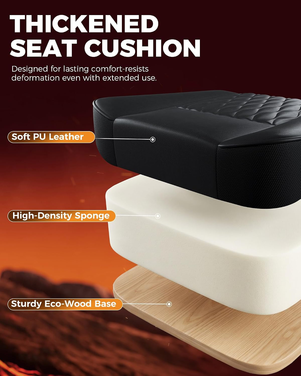 Gaming Chair, Computer Office Chair with Pocket Spring Cushion, Linkage Armrests, Comfortable Leather Computer Chair, Black