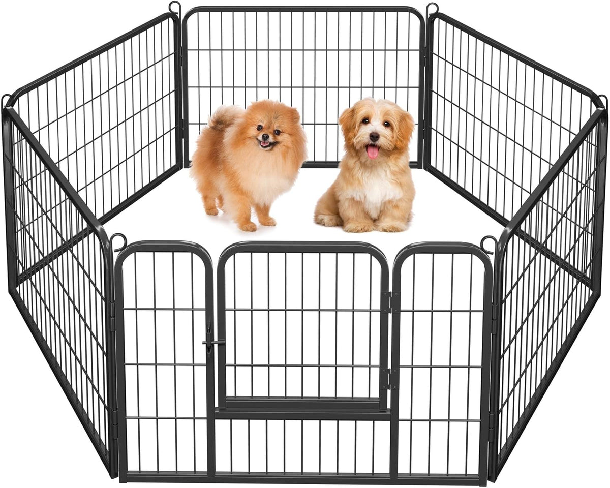 24" H 6-Panel Extra Wide Dog Playpen W/Door for Indoor Outdoor