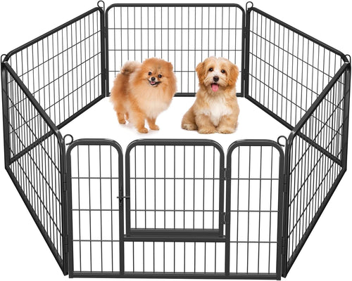 24" H 6-Panel Extra Wide Dog Playpen W/Door for Indoor Outdoor
