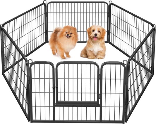 24" H 6-Panel Extra Wide Dog Playpen W/Door for Indoor Outdoor